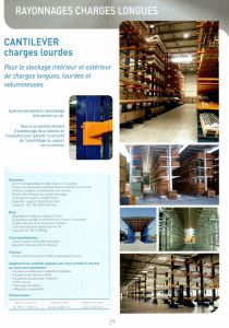 Rayonnage cantilever pour charges lourdes et volumineuses