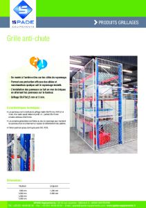 Grille anti-chute pour rayonnages sur mezzanine industrielle