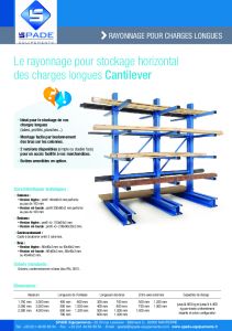 Rayonnages cantilevers pour charges lgres et mi-lourdes